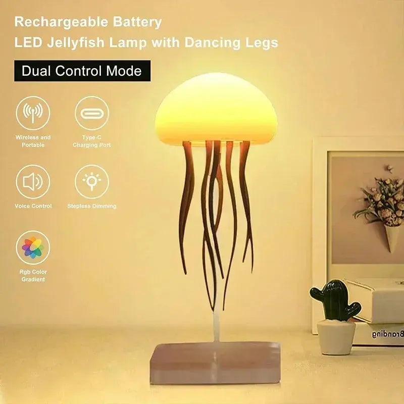 Verbesserte stille Quallenlampe, Quallenlicht mit tanzenden Beinen, Sprachsteuerung für Schlafzimmer, Wohnzimmer und Weihnachtsgeschenke