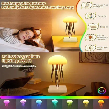 Verbesserte stille Quallenlampe, Quallenlicht mit tanzenden Beinen, Sprachsteuerung für Schlafzimmer, Wohnzimmer und Weihnachtsgeschenke
